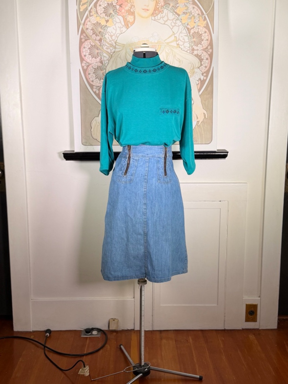 Women’s Vintage 90s Casual‎ Corner 2/3 Sleeve Mock Neck Single StitchT-Shirt M
